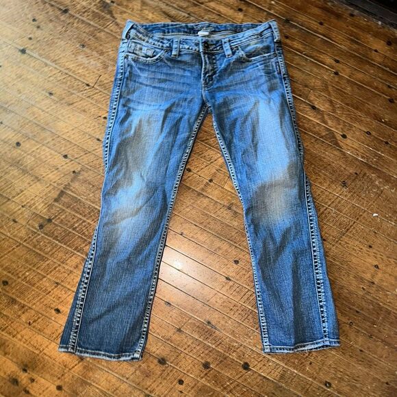 Silver Frances Capri distressed embroidered cowboycore 30 jeans - Picture 1 of 4